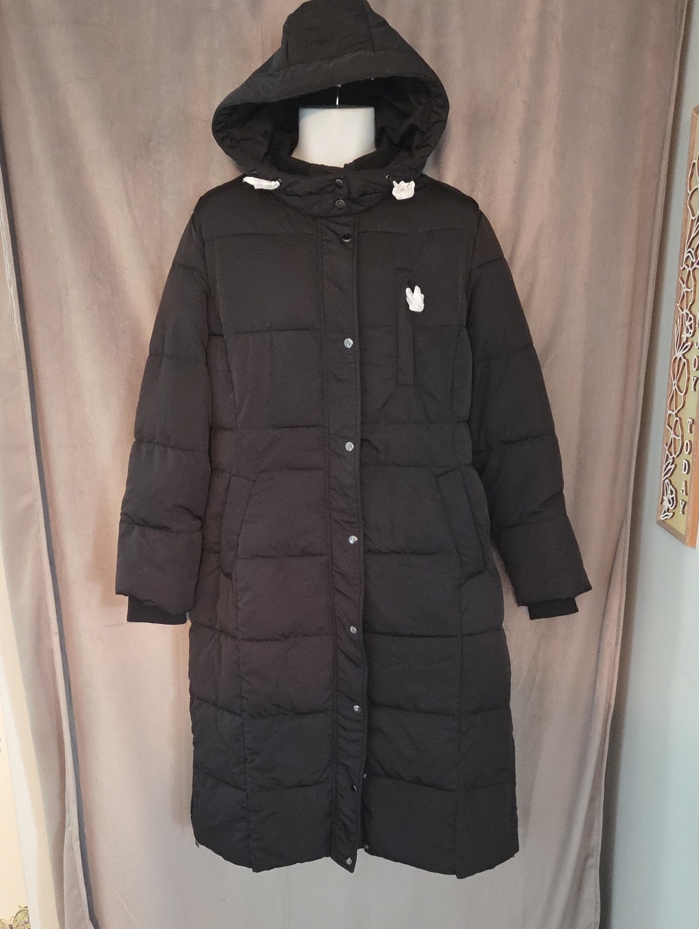NWT Penningtons Size X Black Long Hooded Puffer Coat